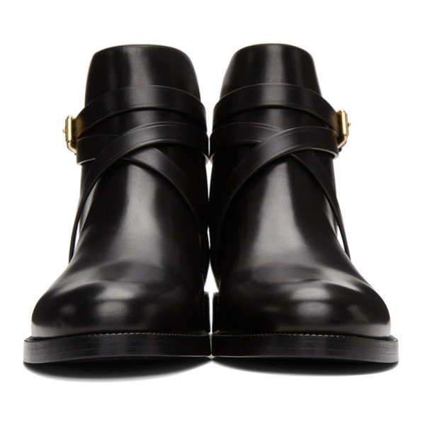 버버리 버버리 Burberry Black & Beige Pryle Ankle Boots 221376F113000