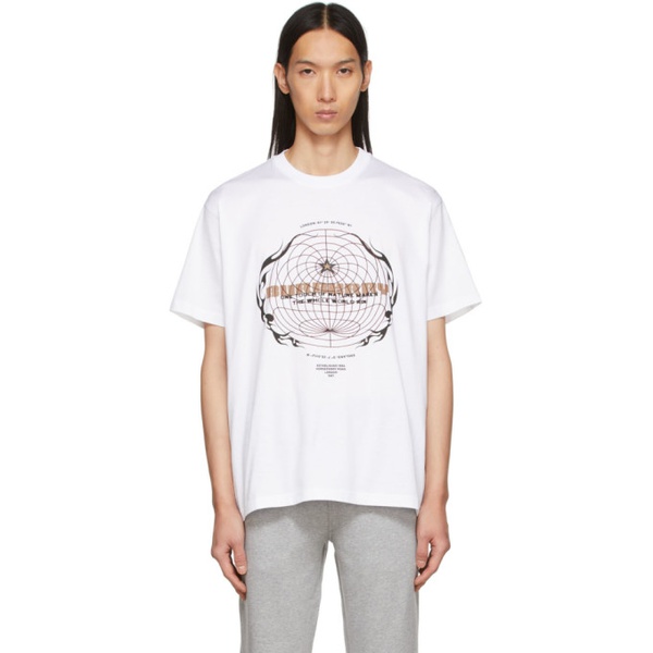 버버리 버버리 Burberry White Globe Graphic T-Shirt 221376M213012