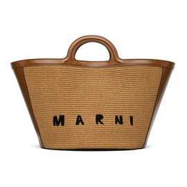 마르니 Marni Brown Large Tropicalia Logo Tote 221379F049010