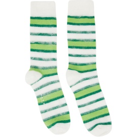 마르니 Marni SSENSE Exclusive White & Green Socks 221379M220011