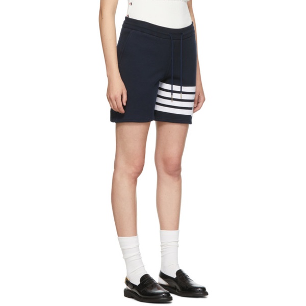 톰브라운 톰브라운 Thom Browne Navy Cotton 4-Bar Shorts 221381F088001
