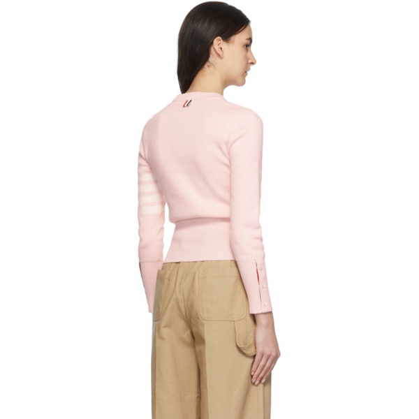 톰브라운 톰브라운 Thom Browne Pink Classic Milano Stitch 4-Bar Sweater 221381F096002