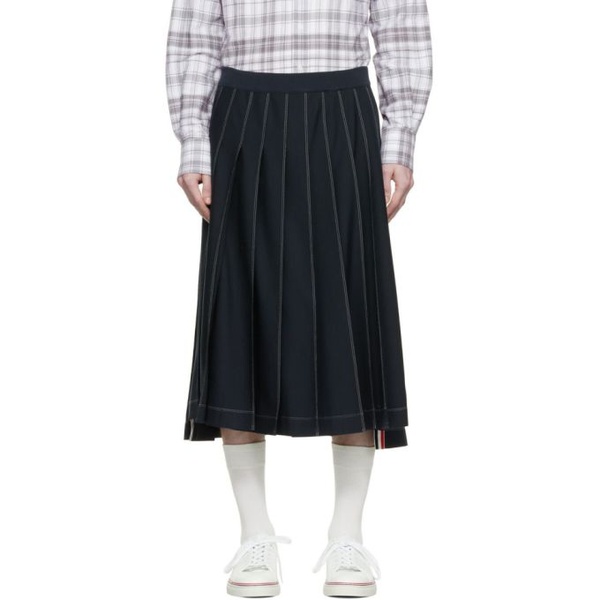 톰브라운 톰브라운 Thom Browne Navy Wool Skirt 221381M193015