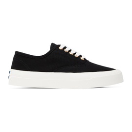 Maison Kitsune Black Canvas Laced Low-Top Sneakers 221389F128000
