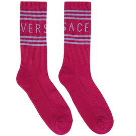 베르사체 Versace Pink Logo Socks 221404M220036