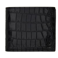생로랑 Saint Laurent Black Croc Monogram Bifold Wallet 221418M164011