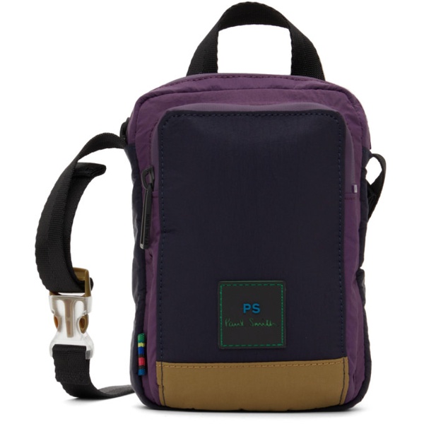  폴스미스 PS by 폴스미스 Paul Smith Navy & Purple Nylon Colorblock Messenger Bag 221422M170005