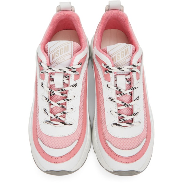  MSGM White & Pink Minimal Chunky Sole Sneakers 221443F128001