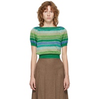 구찌 Gucci Green & Blue Metallic Stripe T-Shirt 221451F110021