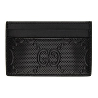 구찌 Gucci Black GG Embossed Card Holder 221451M163011