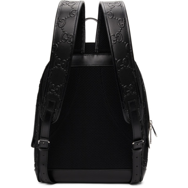 구찌 구찌 Gucci Black GG Embossed Backpack 221451M166006