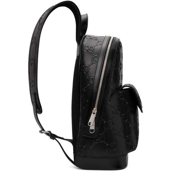 구찌 구찌 Gucci Black GG Embossed Backpack 221451M166006