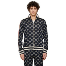 구찌 Gucci Navy Cotton Jacquard GG Jacket 221451M202014