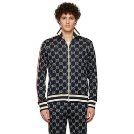 구찌 Gucci Navy Cotton Jacquard GG Jacket 221451M202014