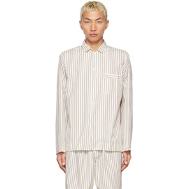 테클라 Tekla White & Brown Poplin Stripe Pyjama Shirt 221482M218018