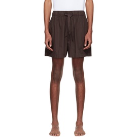 테클라 Tekla Brown Organic Cotton Pyjama Shorts 221482M218057