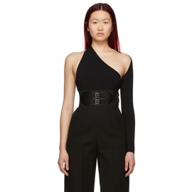 알라이아 ALAIA Black Asymmetric Long Sleeve Bodysuit 221483F358000