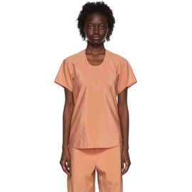 르메르 Lemaire Orange Silk T-Shirt 221646F110001