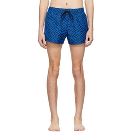 베르사체 언더웨어 베르사체 Versace Underwear Blue Greca Signature Swim Shorts 221653M208024