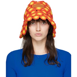 시몬 밀러 Simon Miller Orange & Yellow Crochet Drop Bucket Hat 221708F015002