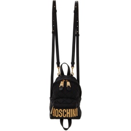 모스키노 Moschino Black Quilted Logo Backpack 221720F042001