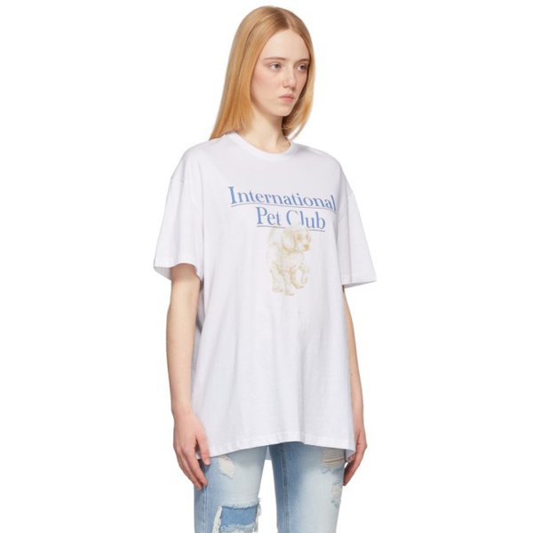  더 오픈 프로덕트 TheOpen Product White Pet Club T-Shirt 221731F110010
