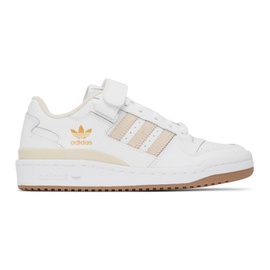 아디다스 오리지널 Adidas Originals White & Beige Forum Low Sneakers 221751F128063