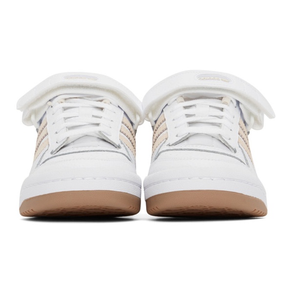 아디다스 아디다스 오리지널 Adidas Originals White & Beige Forum Low Sneakers 221751F128063