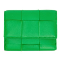 보테가 베네타 Bottega Veneta Green Trifold Zip Wallet 221798F040016