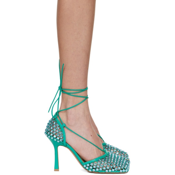 보테가베네타 보테가 베네타 Bottega Veneta Green Sparkle Stretch Web Heels 221798F122017