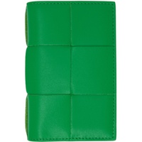 보테가 베네타 Bottega Veneta Green Leather Card Holder 221798M164121