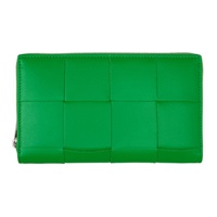 보테가 베네타 Bottega Veneta Green Zip Around Wallet 221798M164128