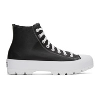 컨버스 Converse Black Leather Lugged Chuck Taylor All Star High Sneakers 221799F127066