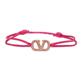 발렌티노 Valentino Garavani Pink Swarovski Crystal VLogo Signature Bracelet 221807F020022