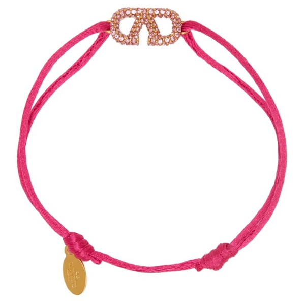  발렌티노 Valentino Garavani Pink Swarovski Crystal VLogo Signature Bracelet 221807F020022