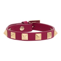 발렌티노 Valentino Garavani Pink Leather Rockstud Bracelet 221807F020027