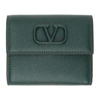 발렌티노 Valentino Garavani Green VLogo Trifold Wallet 221807F040005