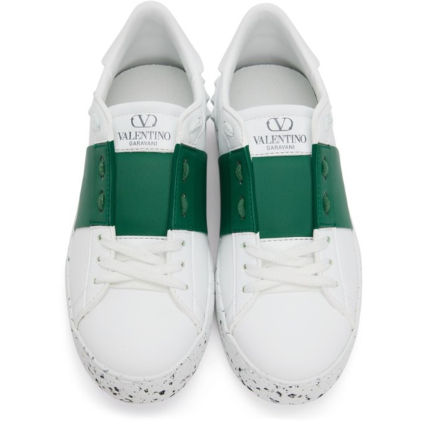  발렌티노 Valentino Garavani White & Green Open For A Change Sneakers 221807F128004