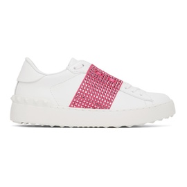 발렌티노 Valentino Garavani White & Pink Crystal Open Sneakers 221807F128005