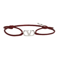 발렌티노 Valentino Garavani Burgundy & Silver VLogo Bracelet 221807M142002