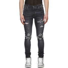 아미리 AMIRI Grey MX1 Leather Jeans 221886M186047