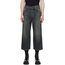 알썰틴 R13 Black Cropped Wide Leg Jeans 222021M186006
