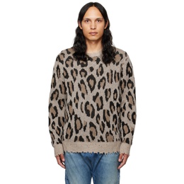 알썰틴 R13 Beige & Brown Leopard Sweater 222021M201009