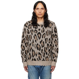 알썰틴 R13 Beige & Brown Leopard Sweater 222021M201009