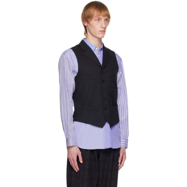  Comme des Garcons Homme Deux Navy Single-Breasted Waistcoat 222058M198000