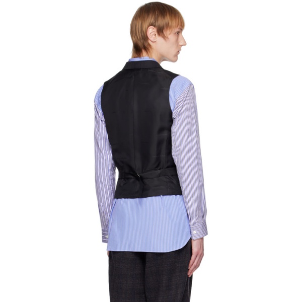  Comme des Garcons Homme Deux Navy Single-Breasted Waistcoat 222058M198000