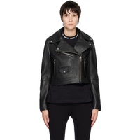 휴고 Hugo Black Leather Jacket 222084F064000