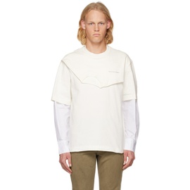 펑첸왕 Feng Chen Wang White Double Collar Long Sleeve T-Shirt 222107M204001