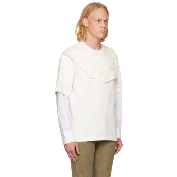  펑첸왕 Feng Chen Wang White Double Collar Long Sleeve T-Shirt 222107M204001
