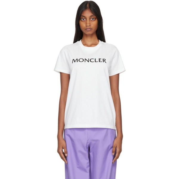 몽클레어 몽클레어 Moncler White Flocked T-Shirt 222111F110017